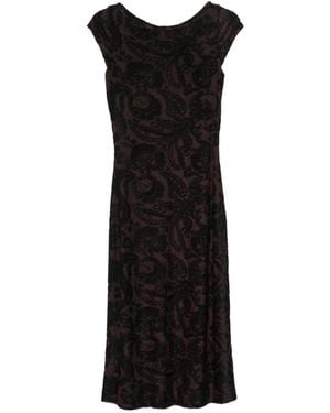 Etro Paisley-Patterned Devoré Midi Dress - Black