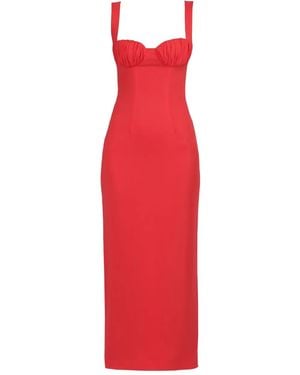 ROWEN ROSE Gathered-Detail Sleeveless Midi Dress