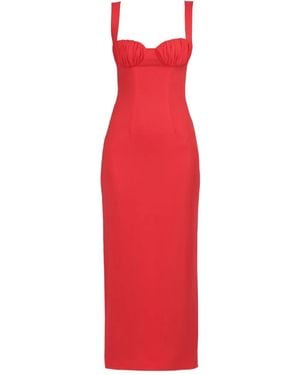 ROWEN ROSE Gathered-Detail Sleeveless Midi Dress