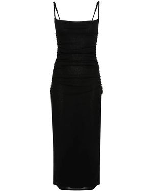 Nanushka Alexa Ruched Midi Dres - Black