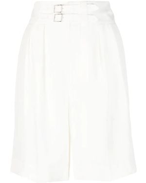 Ralph Lauren Francine Pleated Silk Shorts - White