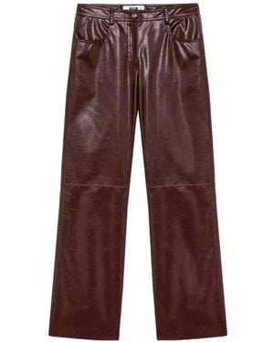 MSGM Pantaloni A Gamba Ampia Con Logo - Viola
