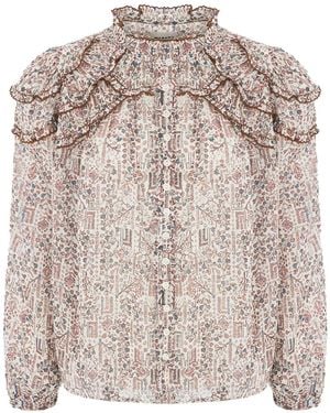 Isabel Marant Christa Top Met Ruches En Print - Naturel