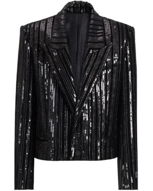 Balmain Cropped Fluwelen Blazer Met Pailletten - Zwart