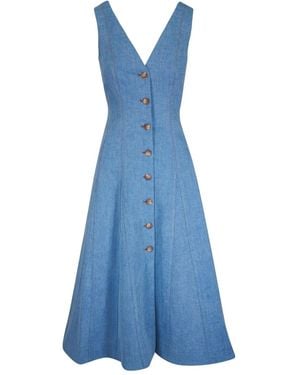 Veronica Beard Button-Front Sleeveless Dress - Blue