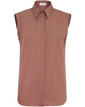 Brunello Cucinelli Sleeveless Shirt - Brown