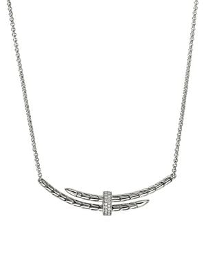 John Hardy Sterling Spear Station Diamond Necklace - White