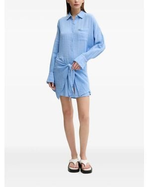 Melissa Odabash Tie-Detail Shirt Mini Dress - Blue