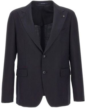 Tagliatore Single-Breasted Herringbone Blazer - Blue