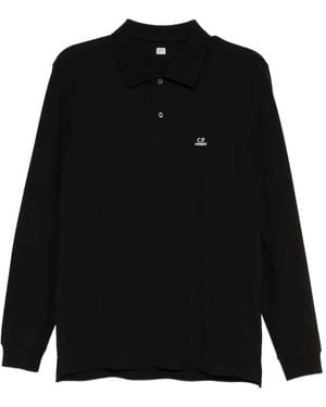 C.P. Company Logo-Patch Polo Shirt - Black