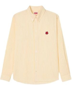KENZO Boke Flower Embroidered Cotton Shirt - Natural