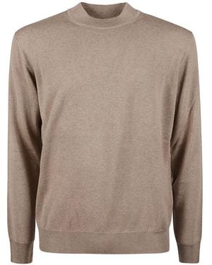 Altea Ribbed-Trims Wool Jumper - Natural