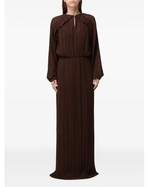 Fabiana Filippi Pleated Ruffled Maxi Dress - Brown