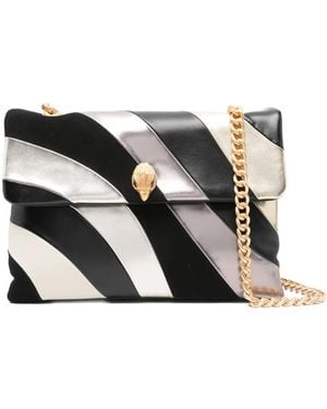 Kurt Geiger Striped Logo-Plaque Crossbody Bag - Black