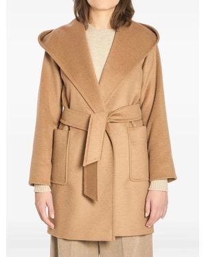 Max Mara Hooded Belted Coat - Natural