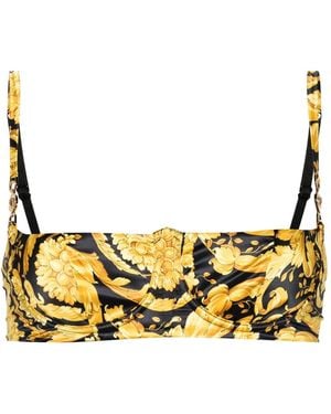 Versace Barocco Print Balconette Bra - Metallic
