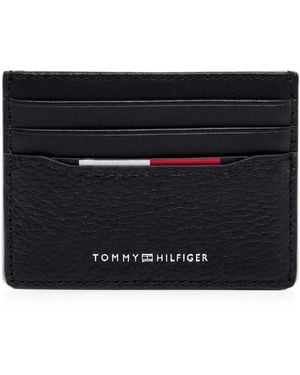 Tommy Hilfiger Logo-Lettering Grained Card Holder - Black