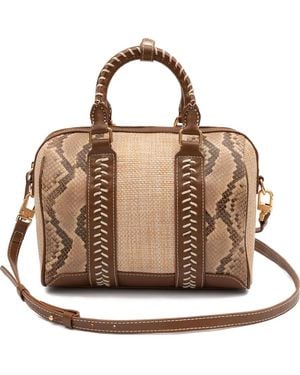 Isla Maia Bowling Snakeskin Stitched Tote Bag - Brown