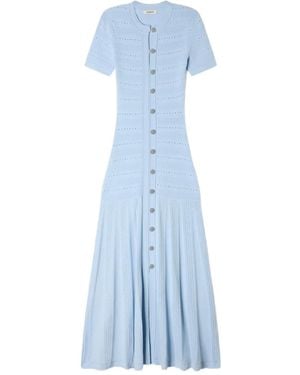 Sandro Buttoned Knitted Midi Dress - Blue