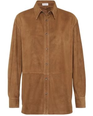 Brunello Cucinelli Leather Shirt - Brown