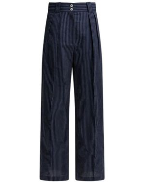 Ines De La Fressange Paris Pinstripe Pleated Trousers - Blue