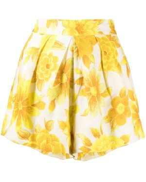 ALÉMAIS Sonny Floral-Print Linen Shorts - Yellow