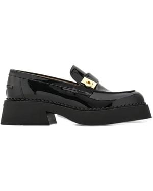 Ferragamo Gancini Patent-Leather Loafers - Black