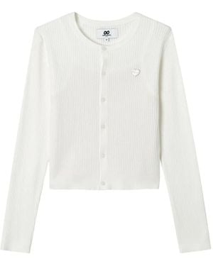 Chocoolate Ensemble Haut-Cardigan En Maille Nervurée - White