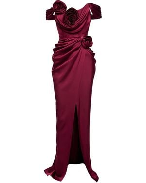 Ana Radu Rose-Embellishment Maxi Dress - Red