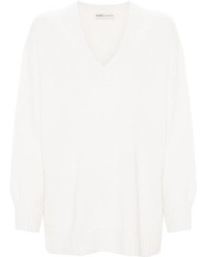 MODES GARMENTS V-Neck Fine-Knit Jumper - White