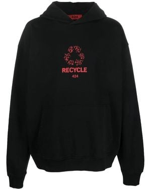 424 Logo-Print 'Recycle' Hoodie - Black
