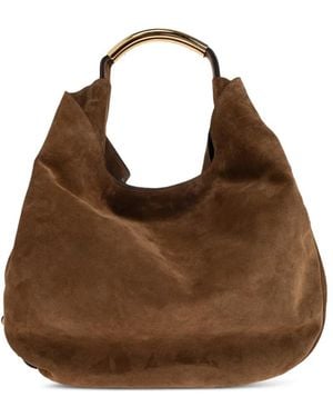 Moschino Handle Me Metal-Handle Shoulder Bag - Brown