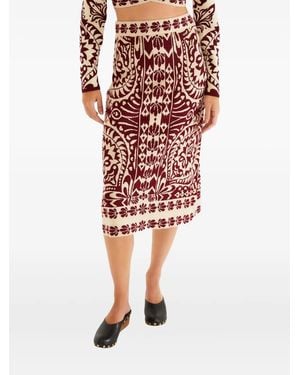 FARM Rio Patterned Skirt - Red