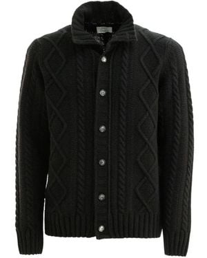 Barba Napoli Cable-Knit Cardigan - Black