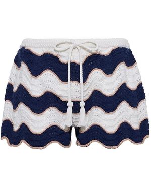 Cara Cara Aicha Wave-Stripe Crochet Shorts - Blue