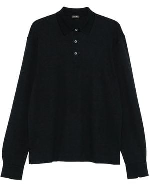ZEGNA Langärmeliges Poloshirt - Schwarz