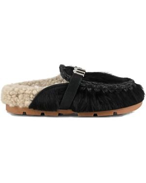 Mou Bio Slide Pony Mules - Black