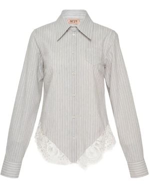 N°21 Striped Lace-Trim Shirt - White