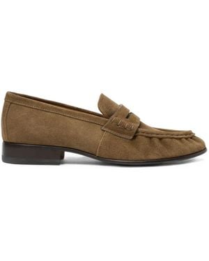 SCAROSSO Mar Suede Penny Loafers - Brown