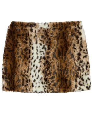 Apparis Pia Shaved Leopard Mini Skirt - Metallic