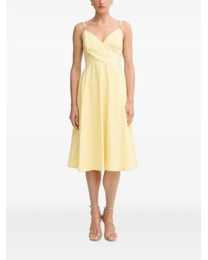 Morgan Vestido Midi Con Diseño Cruzado - Amarillo