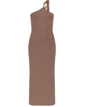 Cult Gaia Chani Asymmetric Neckline Midi Dress - Brown