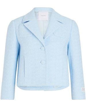 Patou Cropped Tweed Jacket - Blue