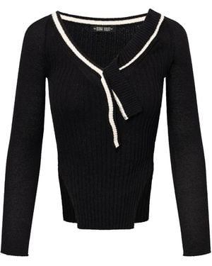 Elena Velez Varsity Knitted Top - Black