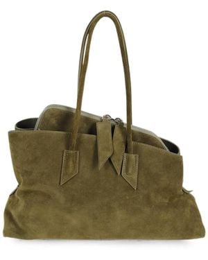 The Attico Medium La Passeggiata Suede Tote Bag - Green