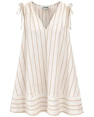 STAUD Elena Gestreepte Mini-Jurk - Wit