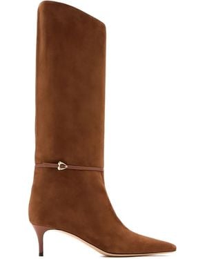 Andrea Wazen Botas Altas Laila De Ante Con Tacón De 55 Mm - Marrón