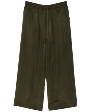 Ziggy Chen Drawstring-Waist Wide-Leg Trousers - Green