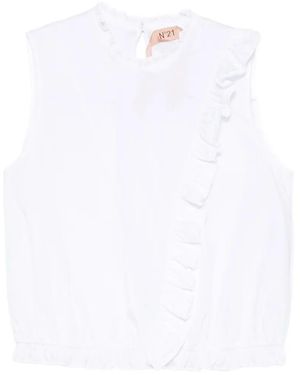 N°21 Ruffled Sleeveless Blouse - White