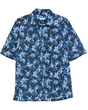 Orian Floral-Print Short-Sleeve Shirt - Blue